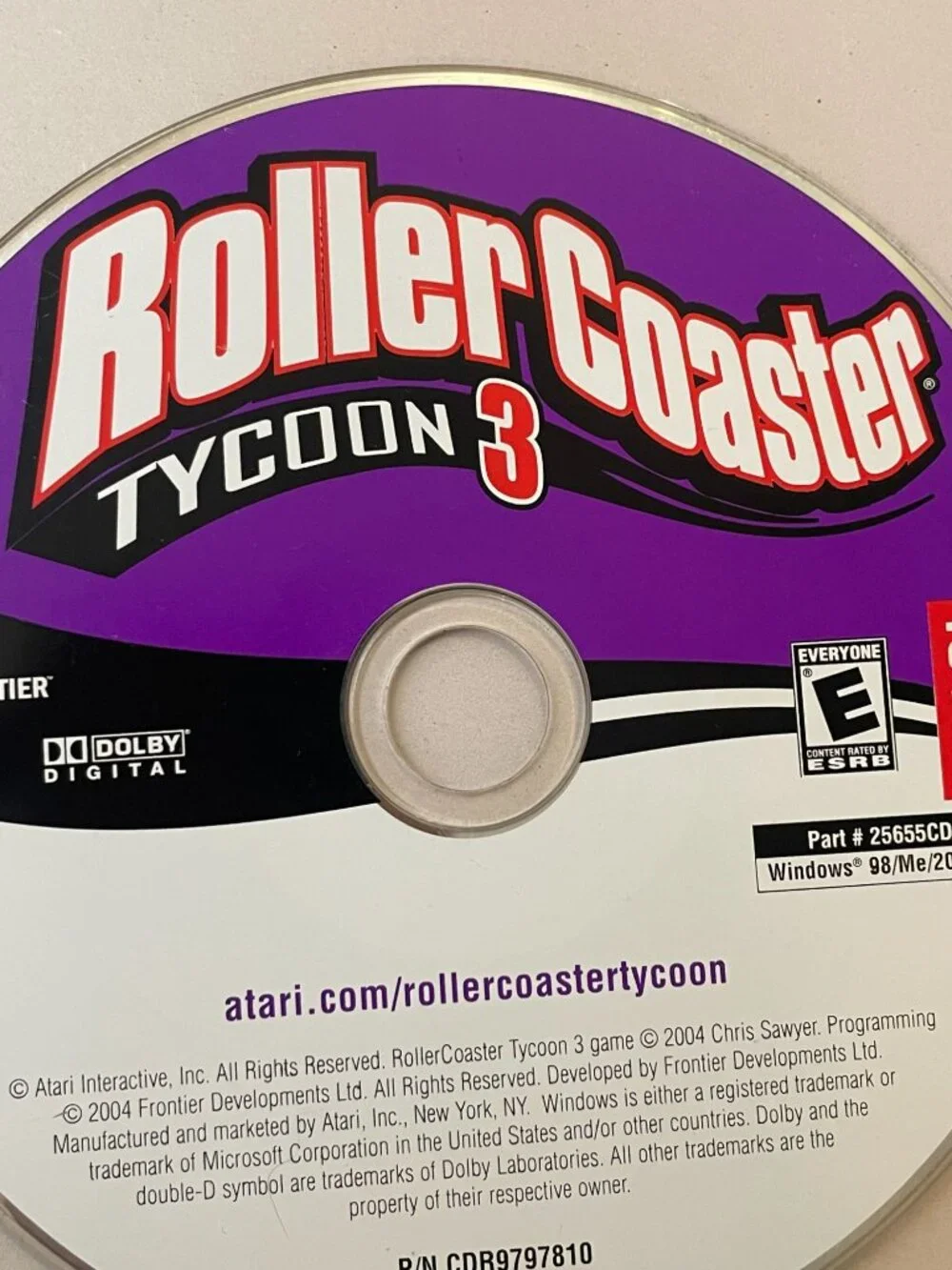 Roller Coaster Tycoon 3 PC CD-ROM Atari Video Game Disk Only Untested AS-IS